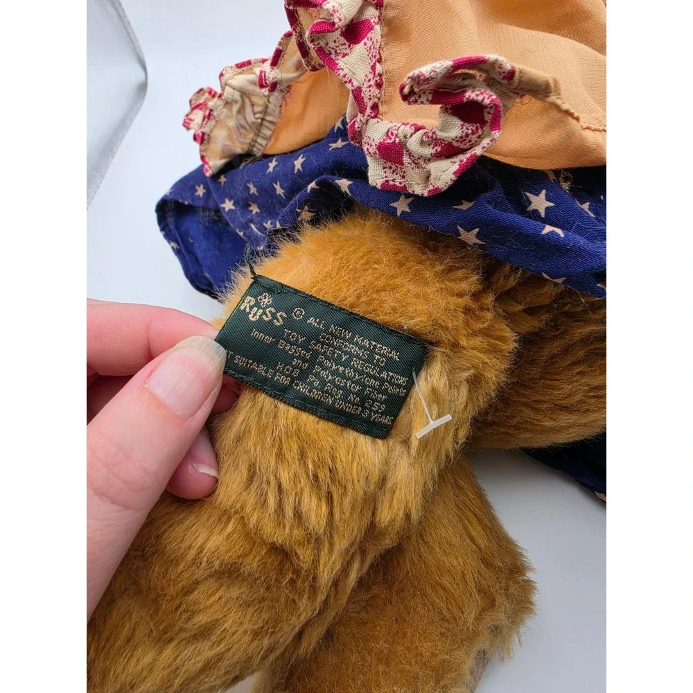 Russ Berrie Amelia Teddy Bear Vintage 1995 Americana Star Dress Plush 9506